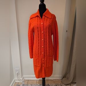 Vintage 1960s Boepple Creation Orlon Acrylic Red Knit Cardigan Sweater Medium